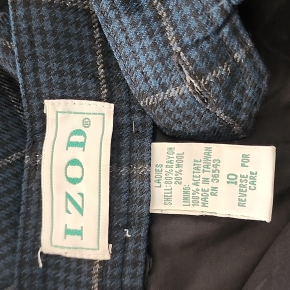 Vintage 80's IZOD Wool Blend Tartan Plaid Pleated & Cuffed Trouser Pants Size 10 - Picture 13 of 15